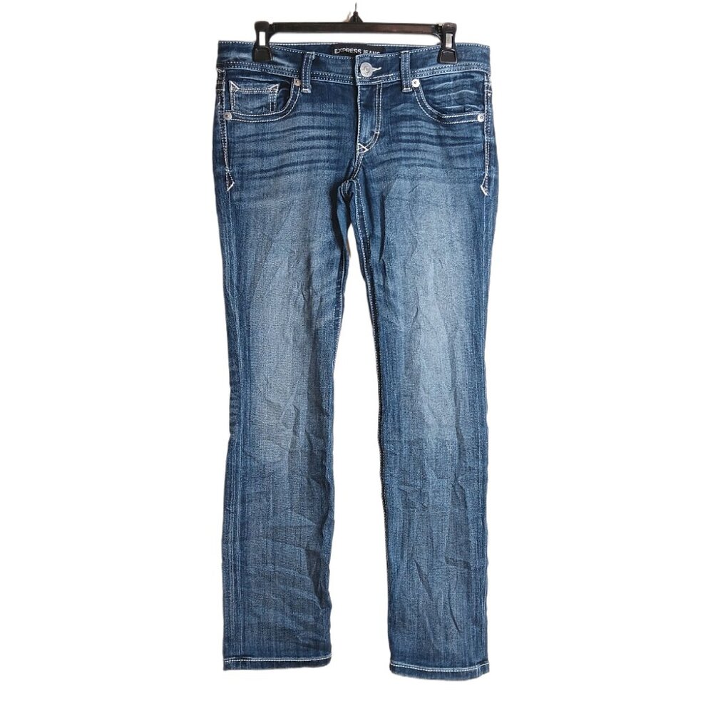 Express Stella Skinny Jeans Womens 4 Short Dark Wash Low Rise Western Cowgirl